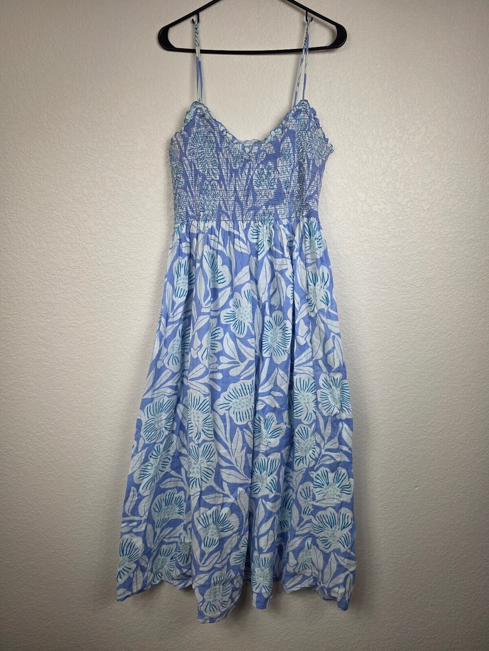 Free People Blue Floral Cotton Maxi Dress XL